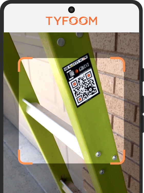 Tyfoom app showing QR code scan on equipment